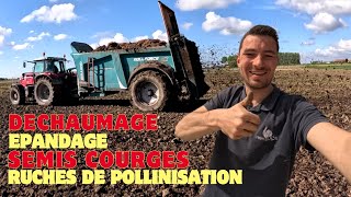 Déchaumage Fumier Semis de courges et Pollinisation un programme chargé [upl. by Eimac]